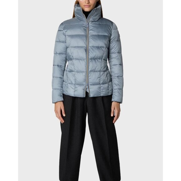 NWT NEW Save The Duck Elsie Blue Fog Faux Down Quilted Puffer Jacket L - Picture 2 of 8